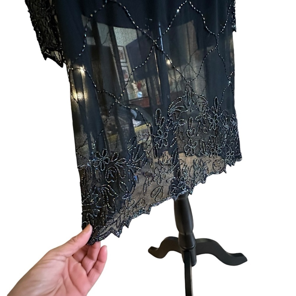 Bohemian, Black, Sheer & Beaded, Long Sleeve Cover Up - Picture 6 of 16